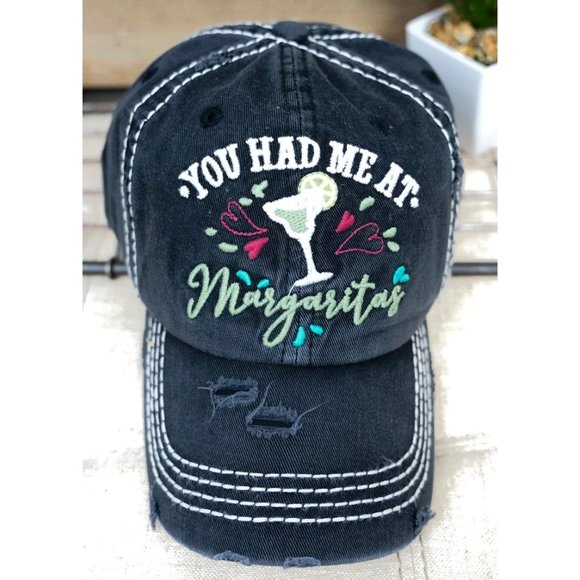 KBETHOS Accessories - Ball Cap. "You Had Me At Margaritas". Embroidered. Black/Multi. NWT.